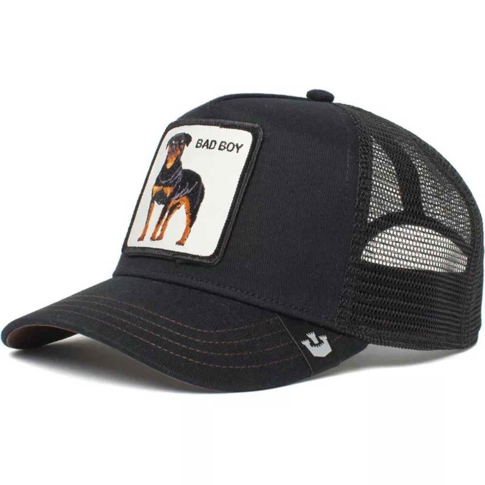 Goorin Bros Black 'Bad Boy' Trucker Hat with Dog Patch